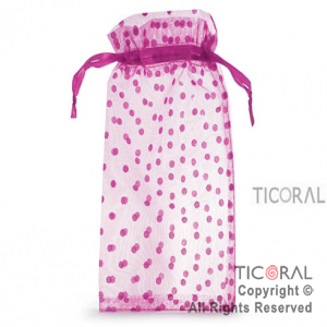 BOLSA ORGANZA FUCSIA 15X25 LUNARES HS3977-2 x 1